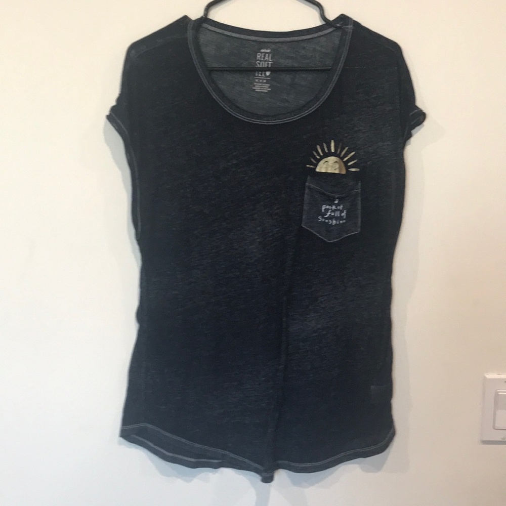 Aerie Real Soft Tee faded Navy blue crew neck